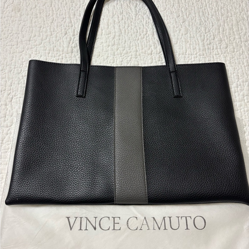 Vince Camuto Black and Gray Textured Tote